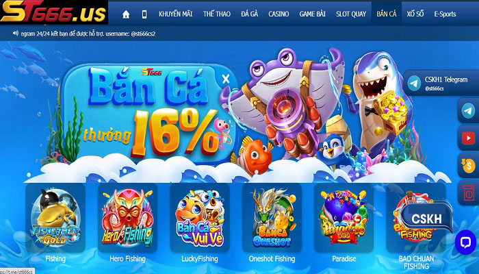 Kho game bắn cá nổi bật, đặc sắc tại ST666