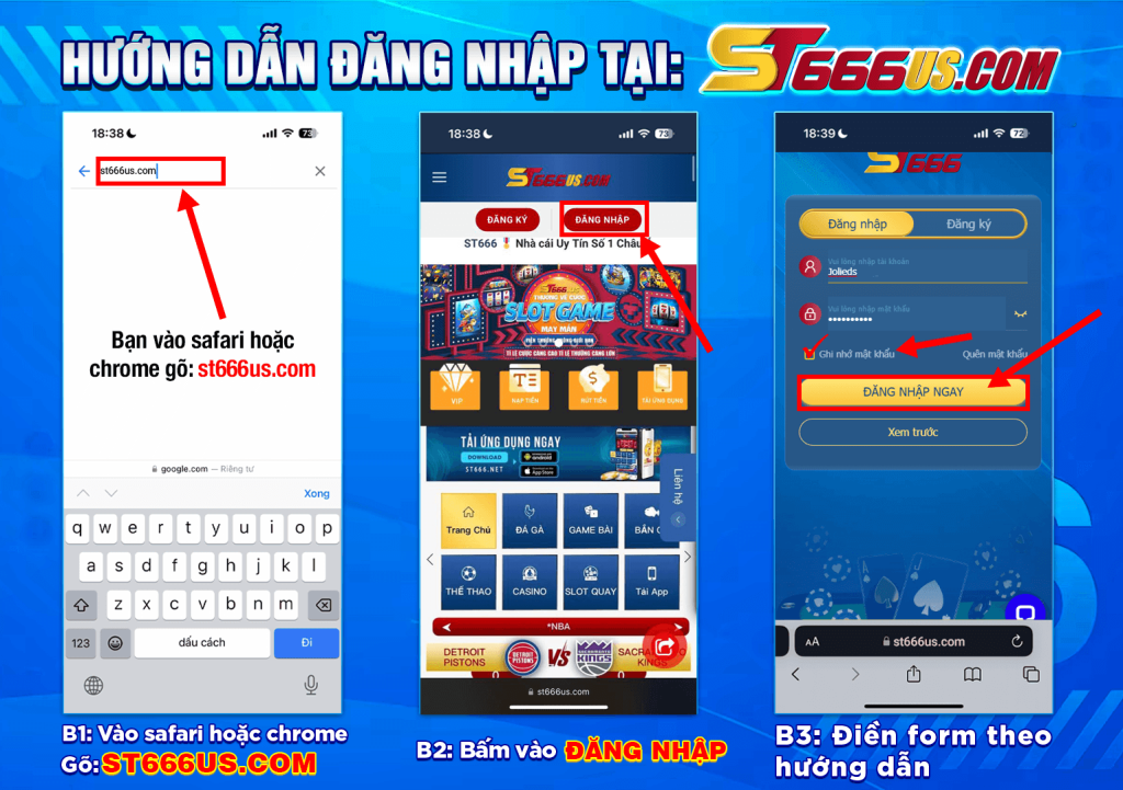 Hướng dẫn đăng nhập ST666